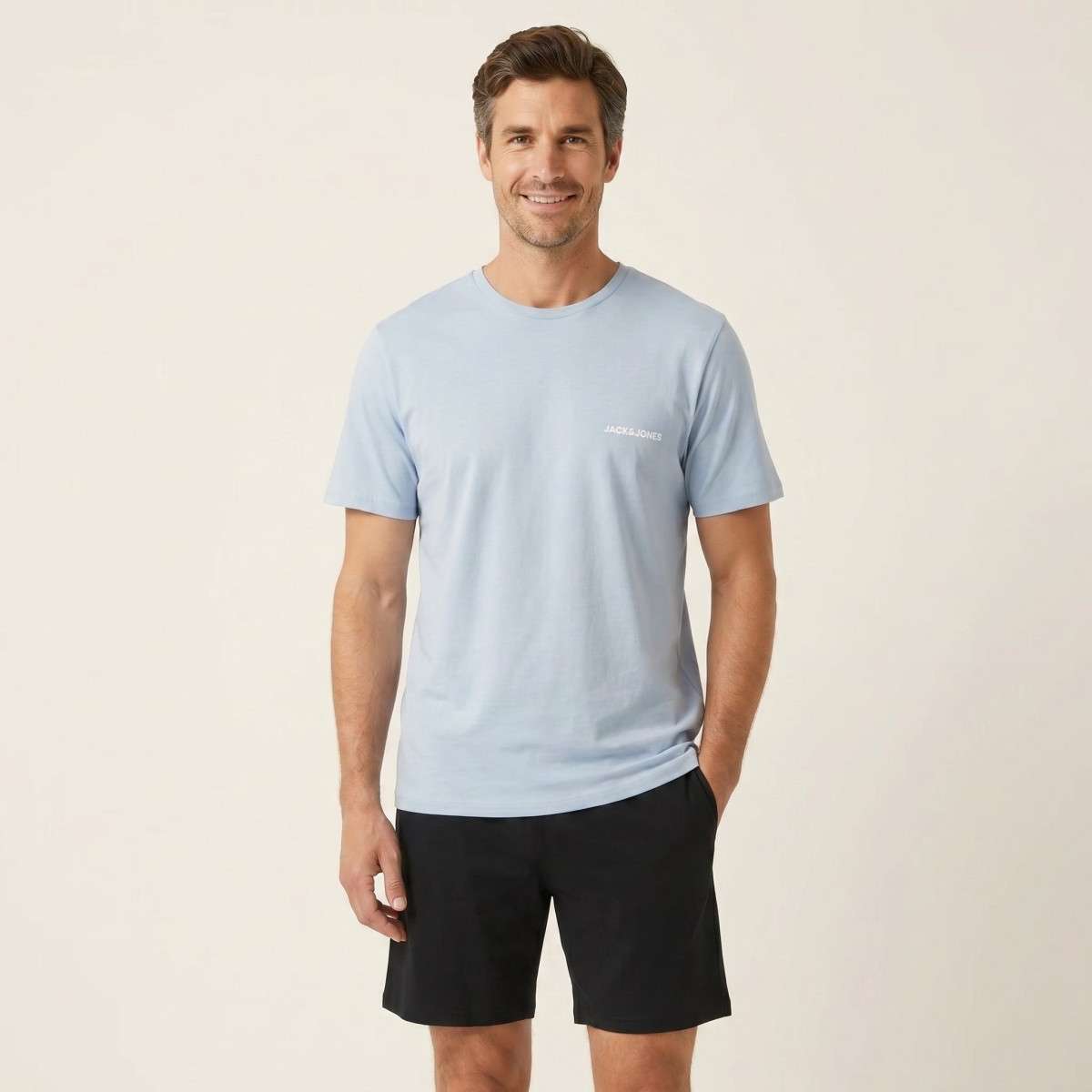 Combinaisons Pyjama Court coton droit - 12273635 homme bleu Jack & Jones Combinaisons Pyjama Court coton droit - 12273635 homme bleu Bleu