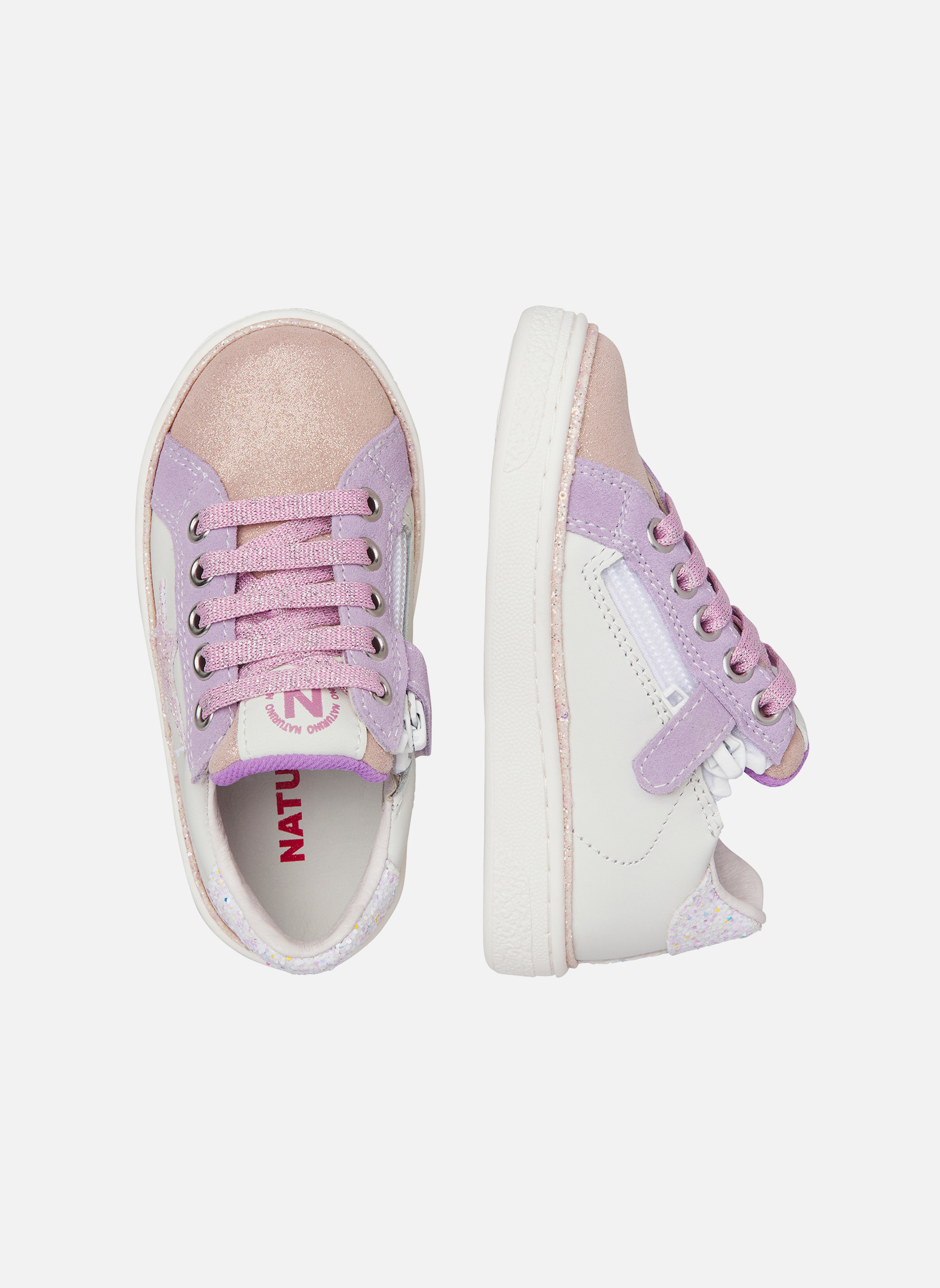 Baskets basses Sneakers PINN ZIP. Blanc-Rose fille rose Naturino Baskets basses Sneakers PINN ZIP. Blanc-Rose fille rose Rose Gold