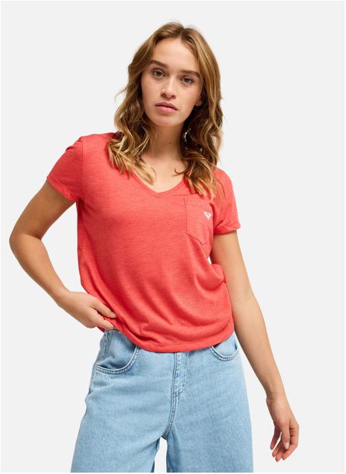 Roxy Tee-shirts Laguna Green V Neck femme rouge