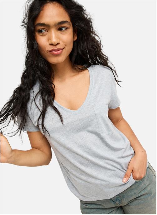 Roxy Tee-shirts Laguna Green V Neck femme gris