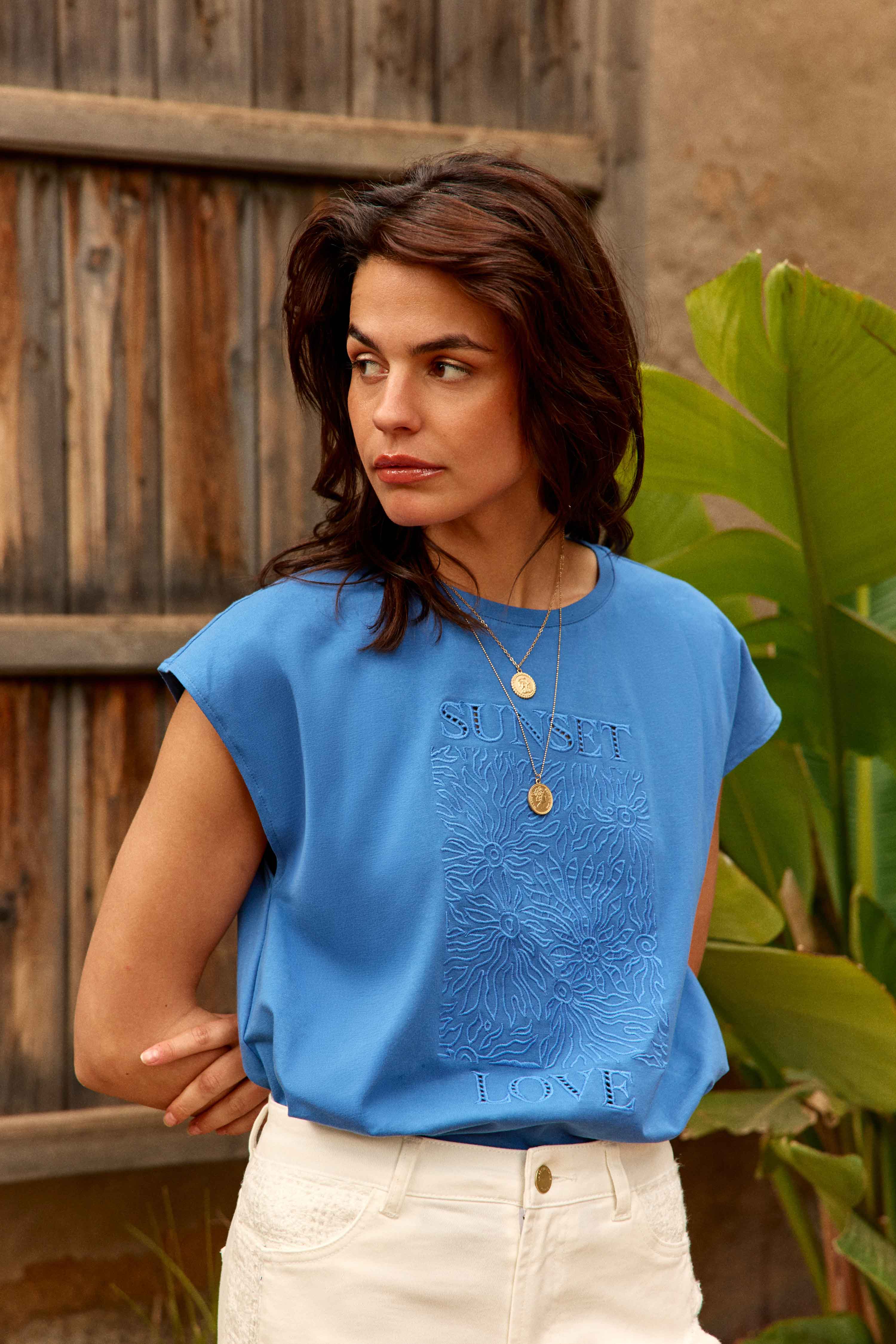 Tee-shirts T-shirt - TUNSET - 11-ecru femme bleu La Petite Etoile Tee-shirts T-shirt - TUNSET - 11-ecru femme bleu Bleu denim