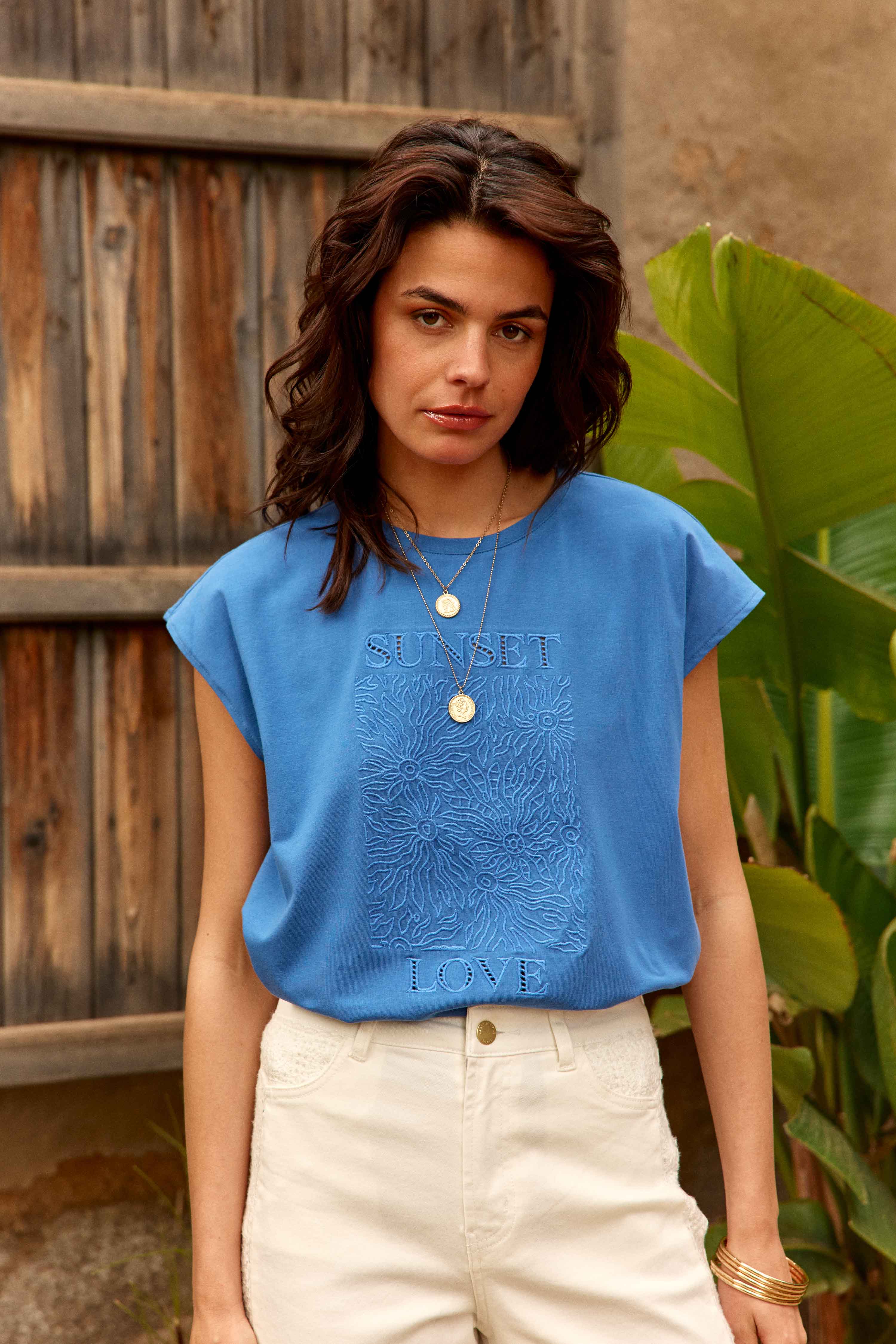 Tee-shirts T-shirt - TUNSET - 11-ecru femme bleu La Petite Etoile Tee-shirts T-shirt - TUNSET - 11-ecru femme bleu Bleu denim