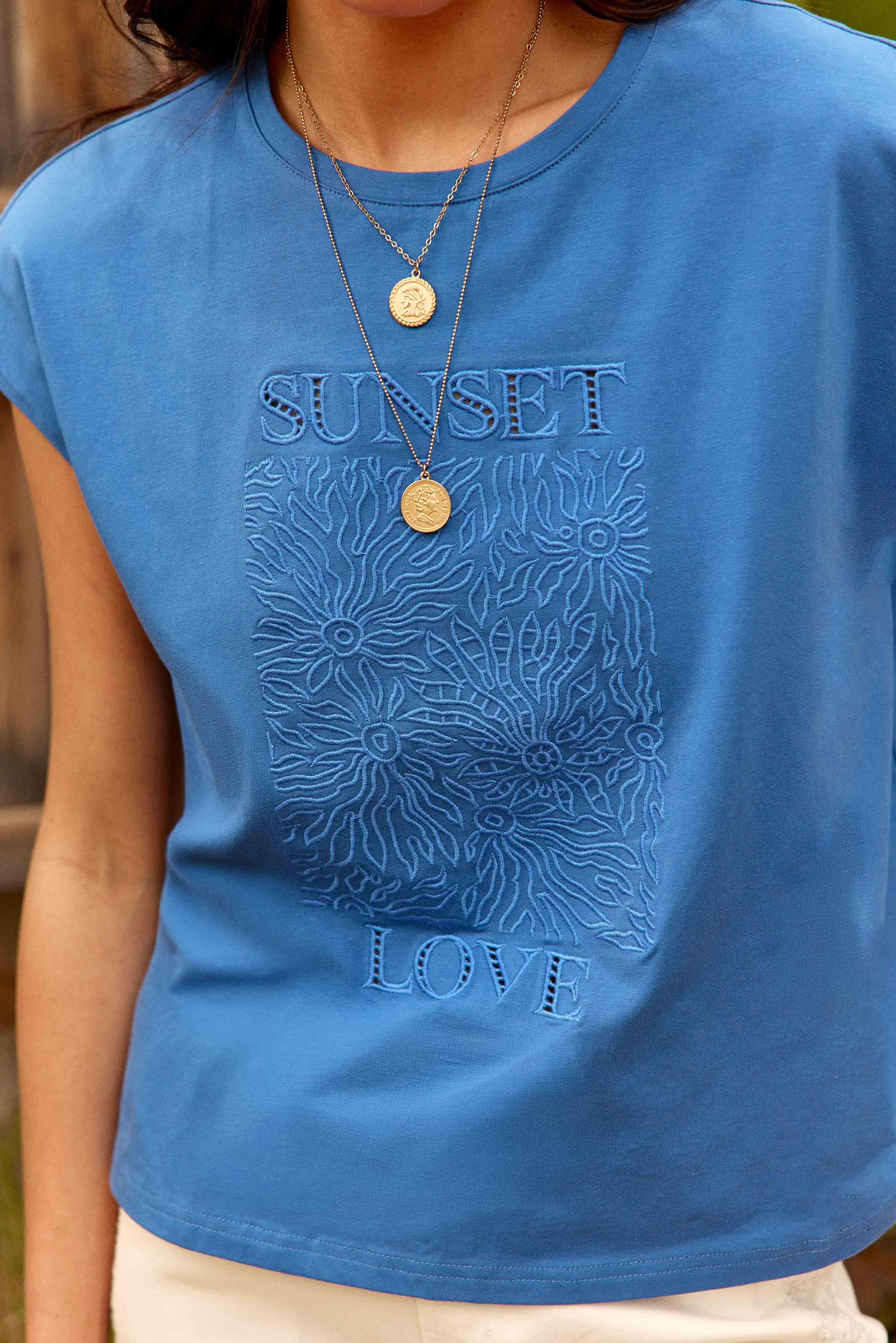 Tee-shirts T-shirt - TUNSET - 11-ecru femme bleu La Petite Etoile Tee-shirts T-shirt - TUNSET - 11-ecru femme bleu Bleu denim
