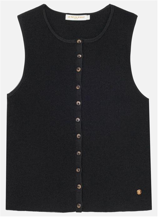 La Petite Etoile Gilets Gilet - MAGGIE - 11-ecru femme noir