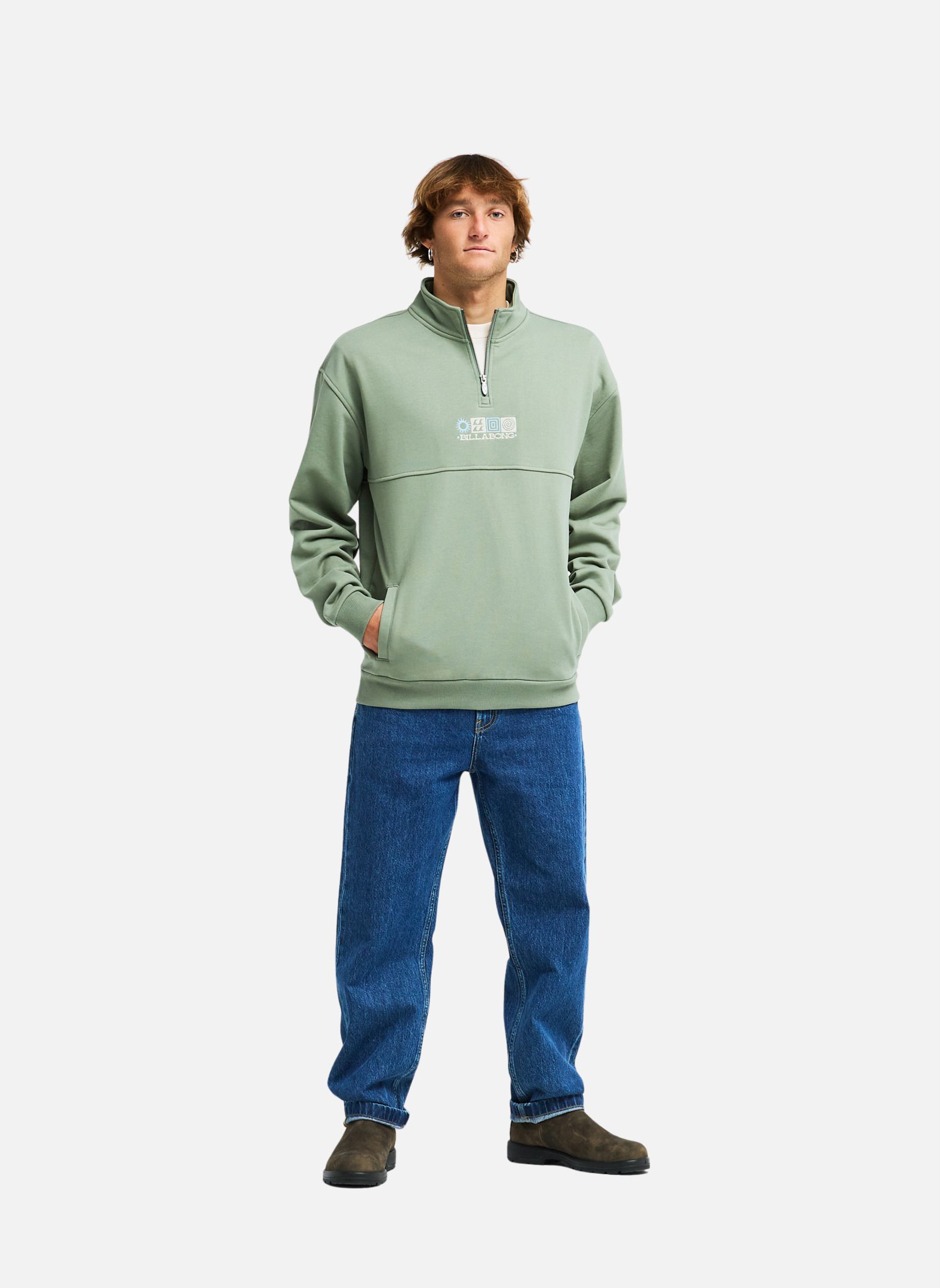 Sweats à capuche Burleigh Mock Neck homme vert Billabong Sweats à capuche Burleigh Mock Neck homme vert Vert