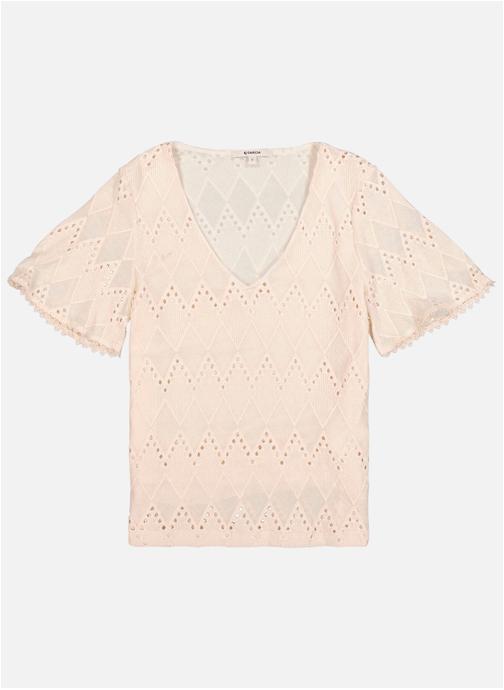 Garcia Tops Top coton à motifs droit - O260007 femme blanc