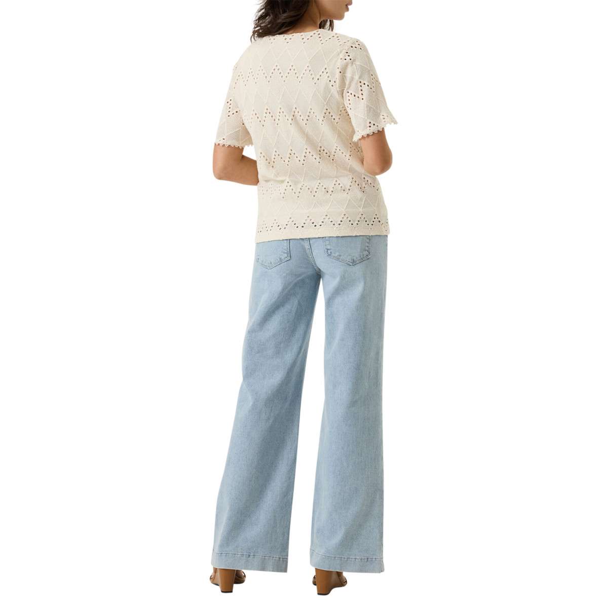 Tops Top coton à motifs droit - O260007 femme blanc Garcia Tops Top coton à motifs droit - O260007 femme blanc Blanc