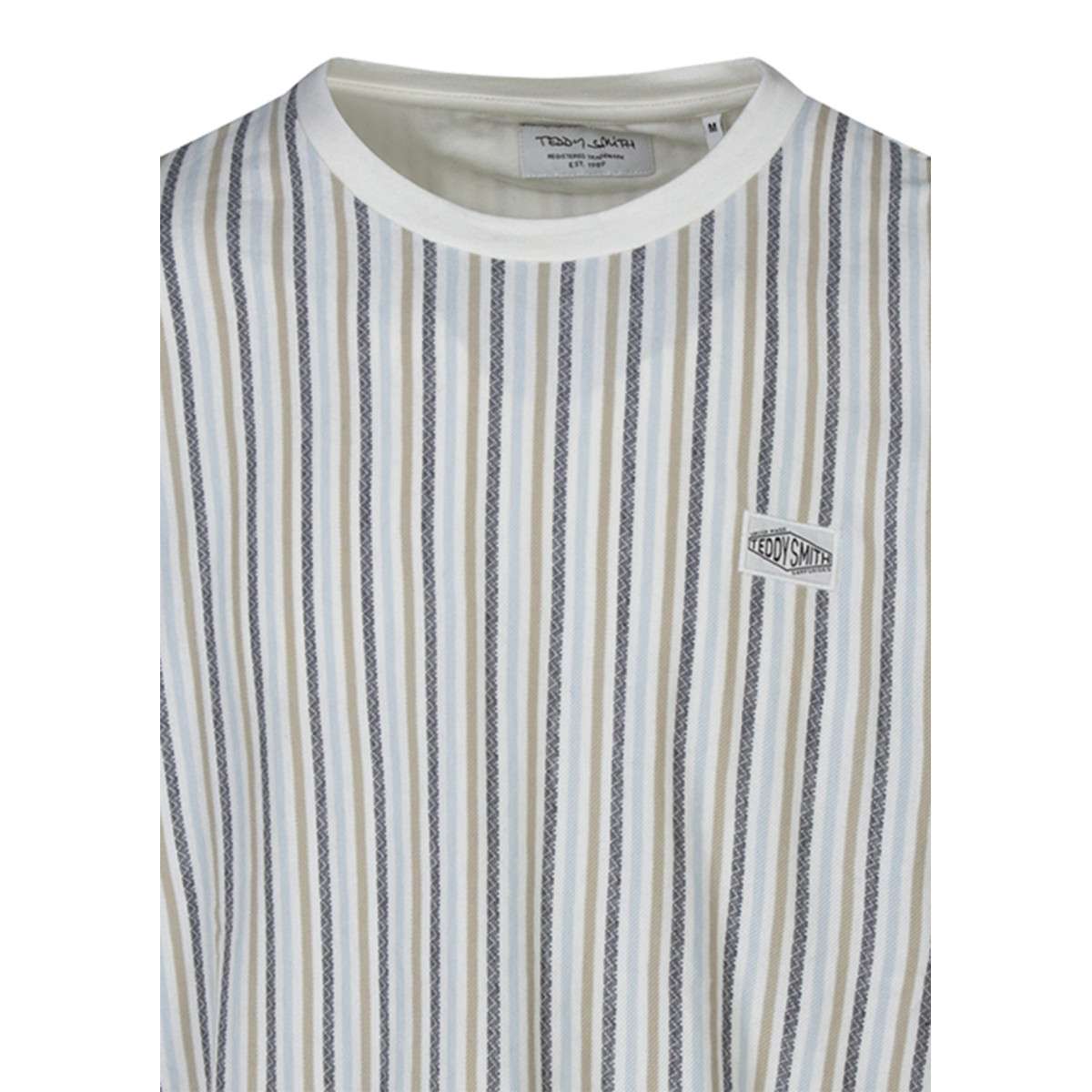 Tee-shirts T-shirt coton à rayures droit - 11018155D homme blanc Teddy Smith Tee-shirts T-shirt coton à rayures droit - 11018155D homme blanc Blanc