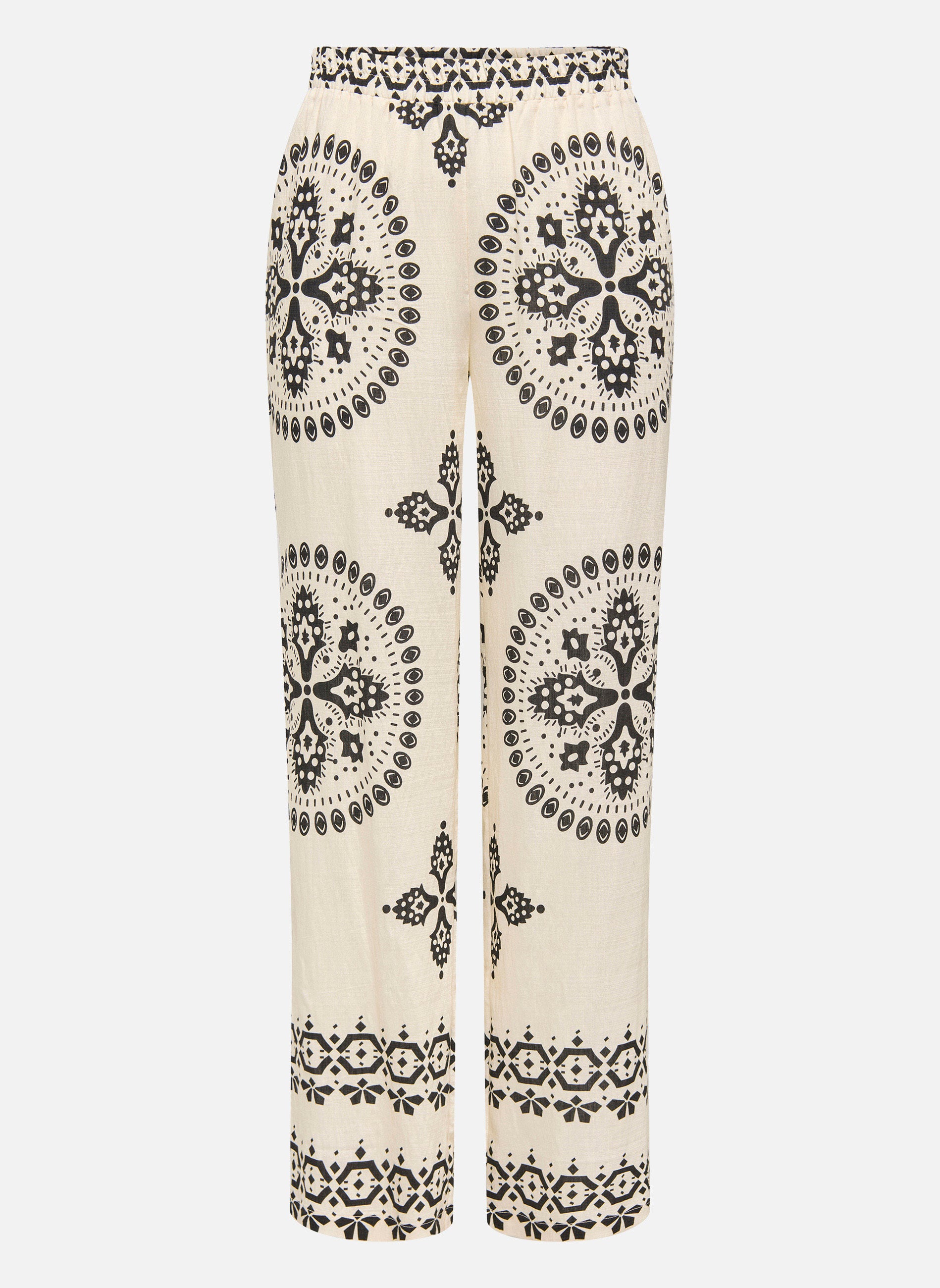 Bas de jogging Pantalon à motifs taille intermédiaire fluide - 15373614 femme blanc ONLY Bas de jogging Pantalon à motifs taille intermédiaire fluide - 15373614 femme blanc Blanc
