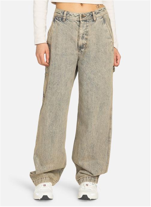 Element Pantalons droit Carpenter Denim W femme blanc