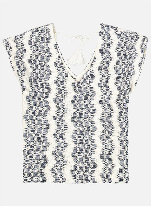 Garcia Tops Top coton mélangé à rayures droit - O260004 femme blanc
