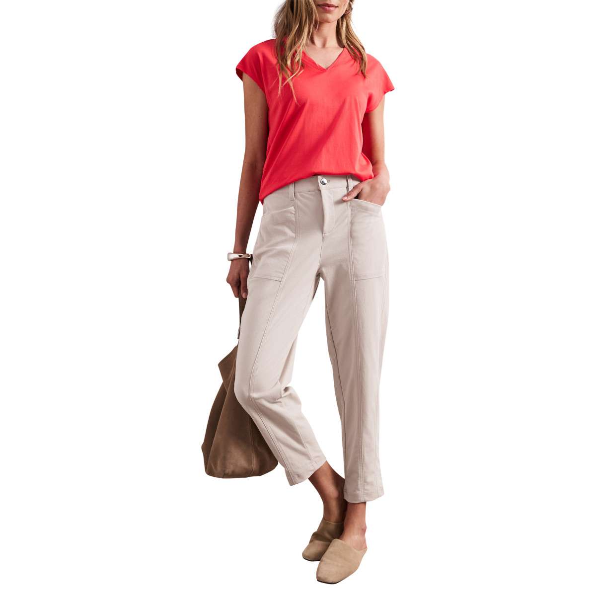 Pantalons droit Pantalon taille intermédiaire droit - 380801 28 femme beige Street One Pantalons droit Pantalon taille intermédiaire droit - 380801 28 femme beige Beige