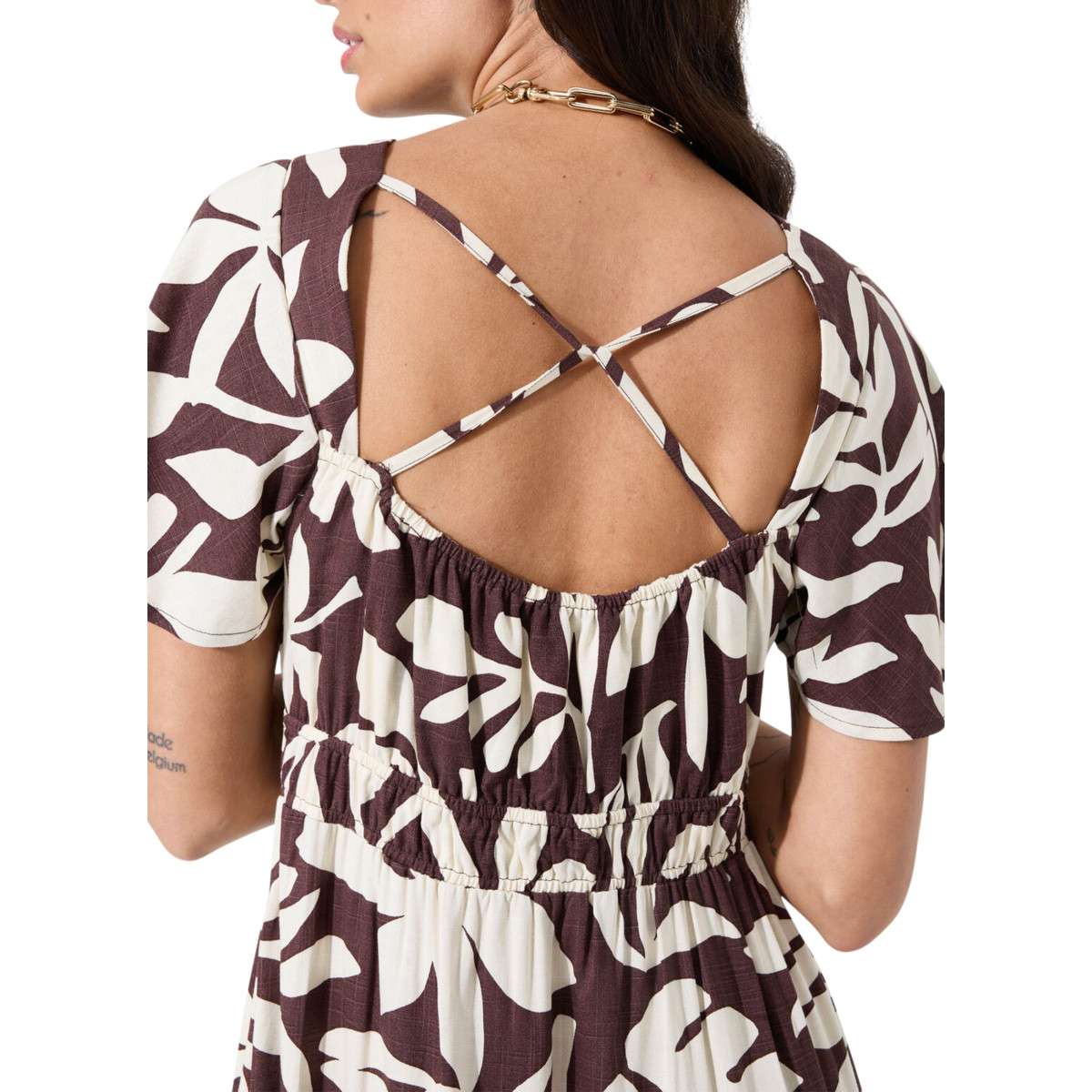 Robes Robe longue floral ajustée - P260281 femme marron Garcia Robes Robe longue floral ajustée - P260281 femme marron Marron