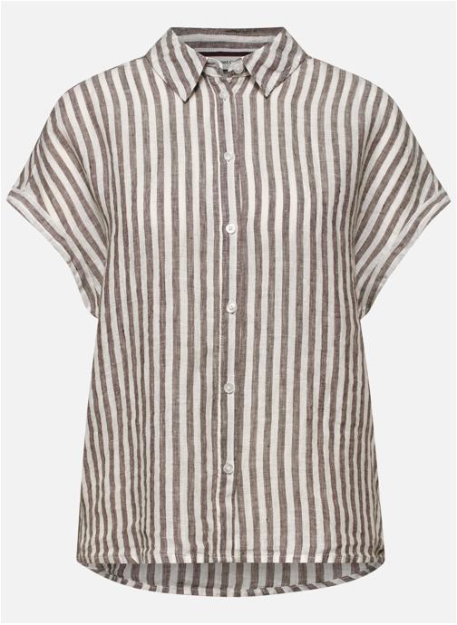 Street One Chemises Chemisier lin à rayures large - 346287 femme marron