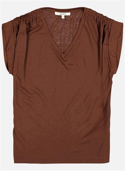 Garcia Tee-shirts T-shirt col v droit - P260206 femme marron