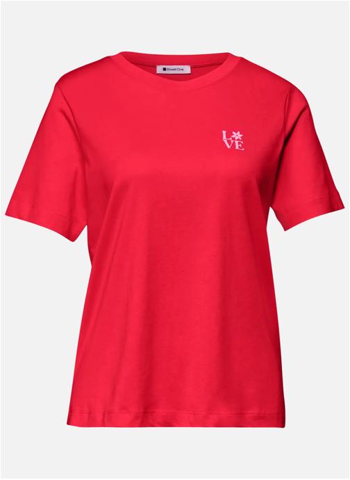 Street One Tee-shirts T-shirt col rond droit - 325308 femme rouge