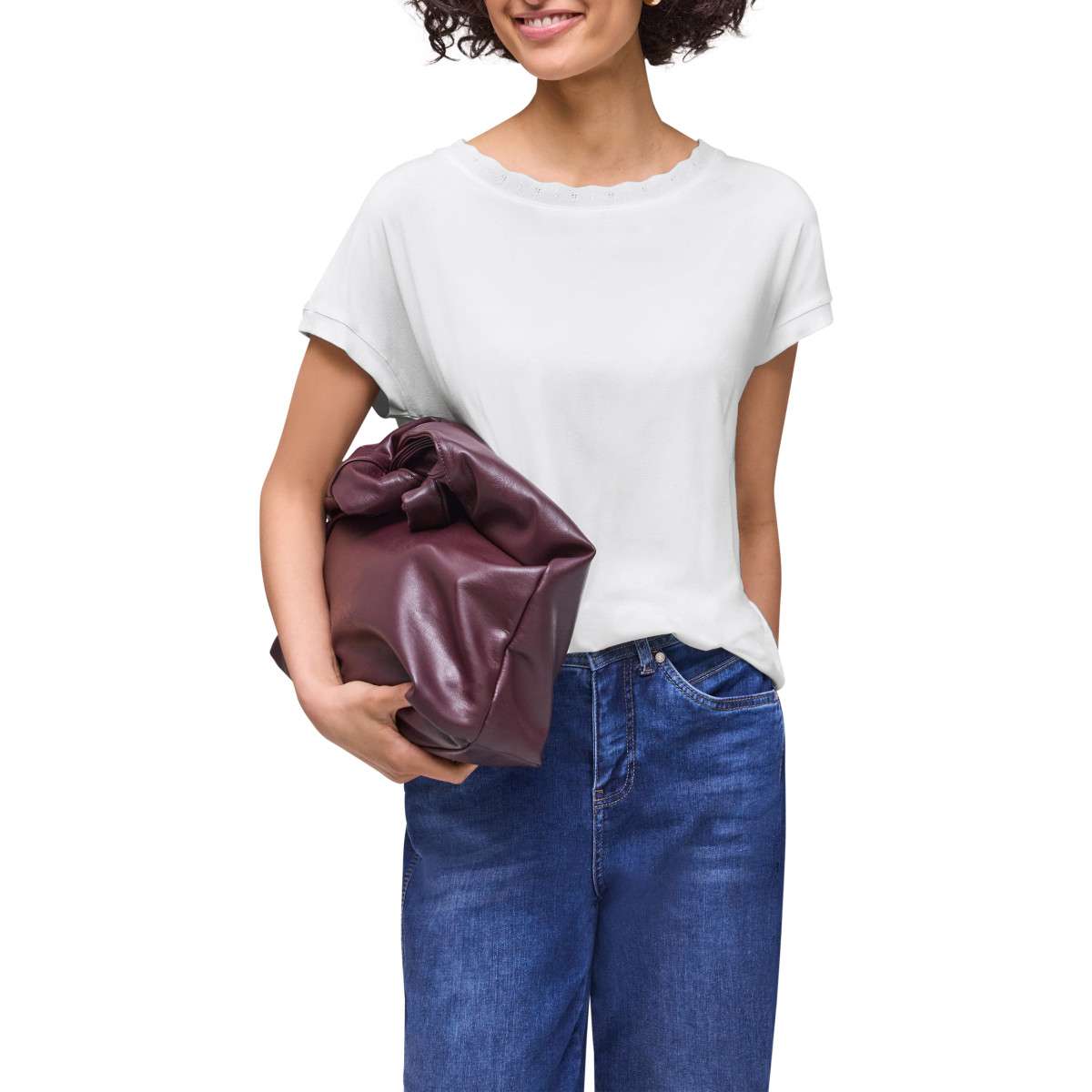 Tee-shirts T-shirt col rond droit MILANO - 325078 femme blanc Street One Tee-shirts T-shirt col rond droit MILANO - 325078 femme blanc Blanc