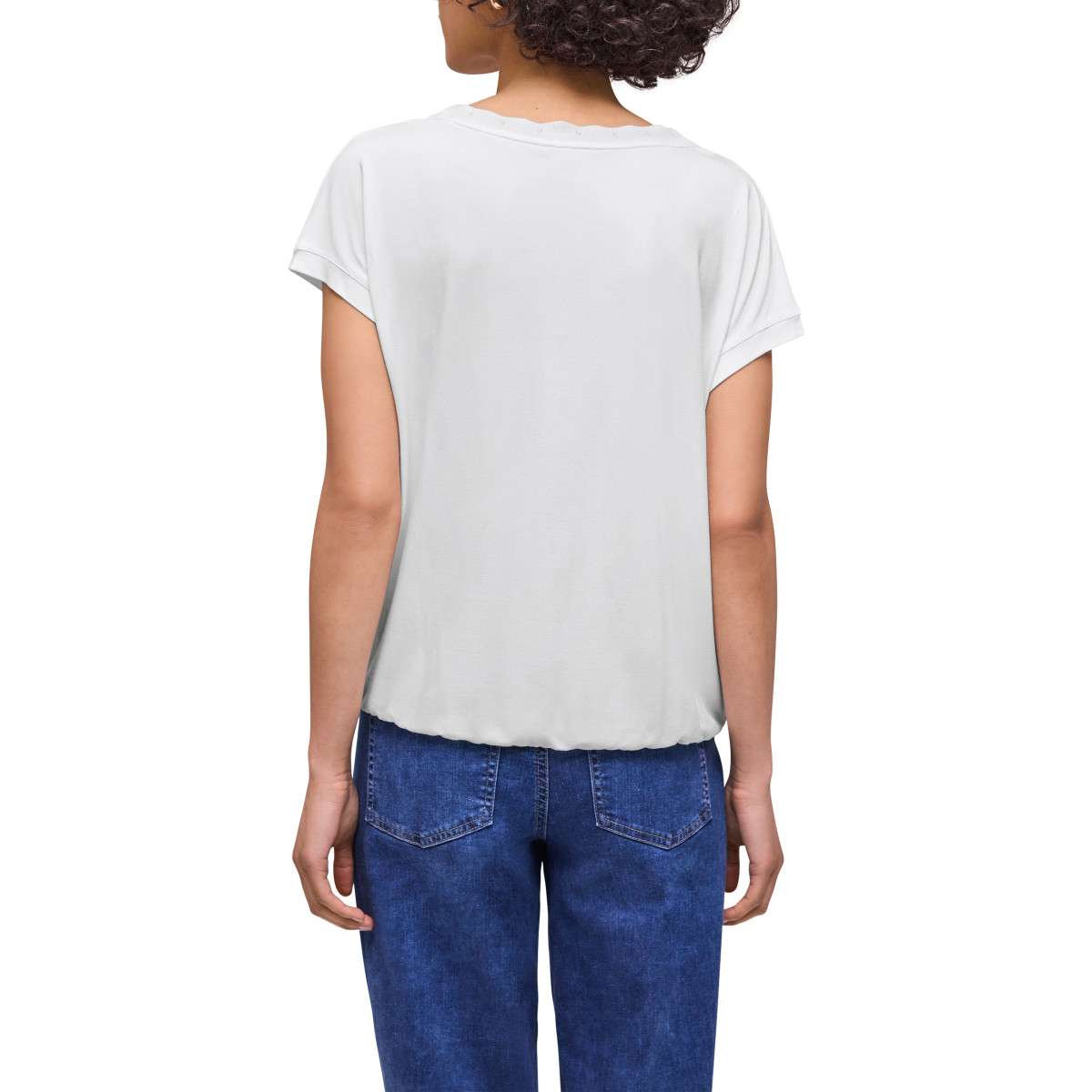 Tee-shirts T-shirt col rond droit MILANO - 325078 femme blanc Street One Tee-shirts T-shirt col rond droit MILANO - 325078 femme blanc Blanc
