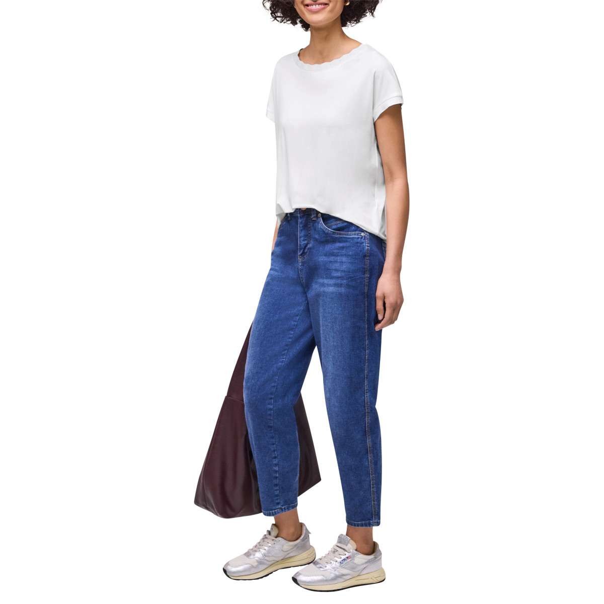 Tee-shirts T-shirt col rond droit MILANO - 325078 femme blanc Street One Tee-shirts T-shirt col rond droit MILANO - 325078 femme blanc Blanc