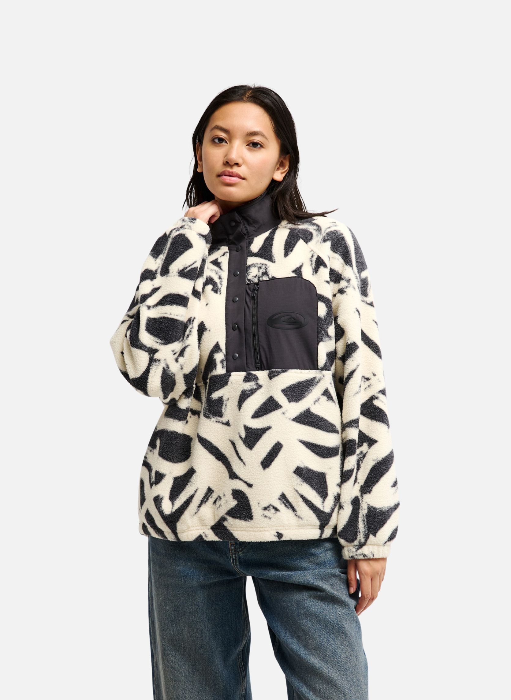 Vestes polaires Renek Polar femme noir Quiksilver Vestes polaires Renek Polar femme noir Noir & blanc