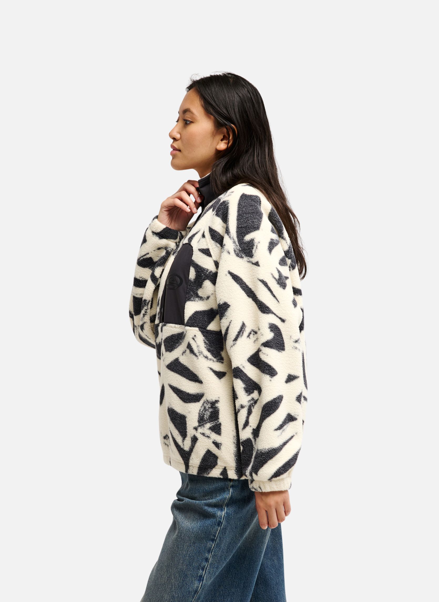 Vestes polaires Renek Polar femme noir Quiksilver Vestes polaires Renek Polar femme noir Noir & blanc