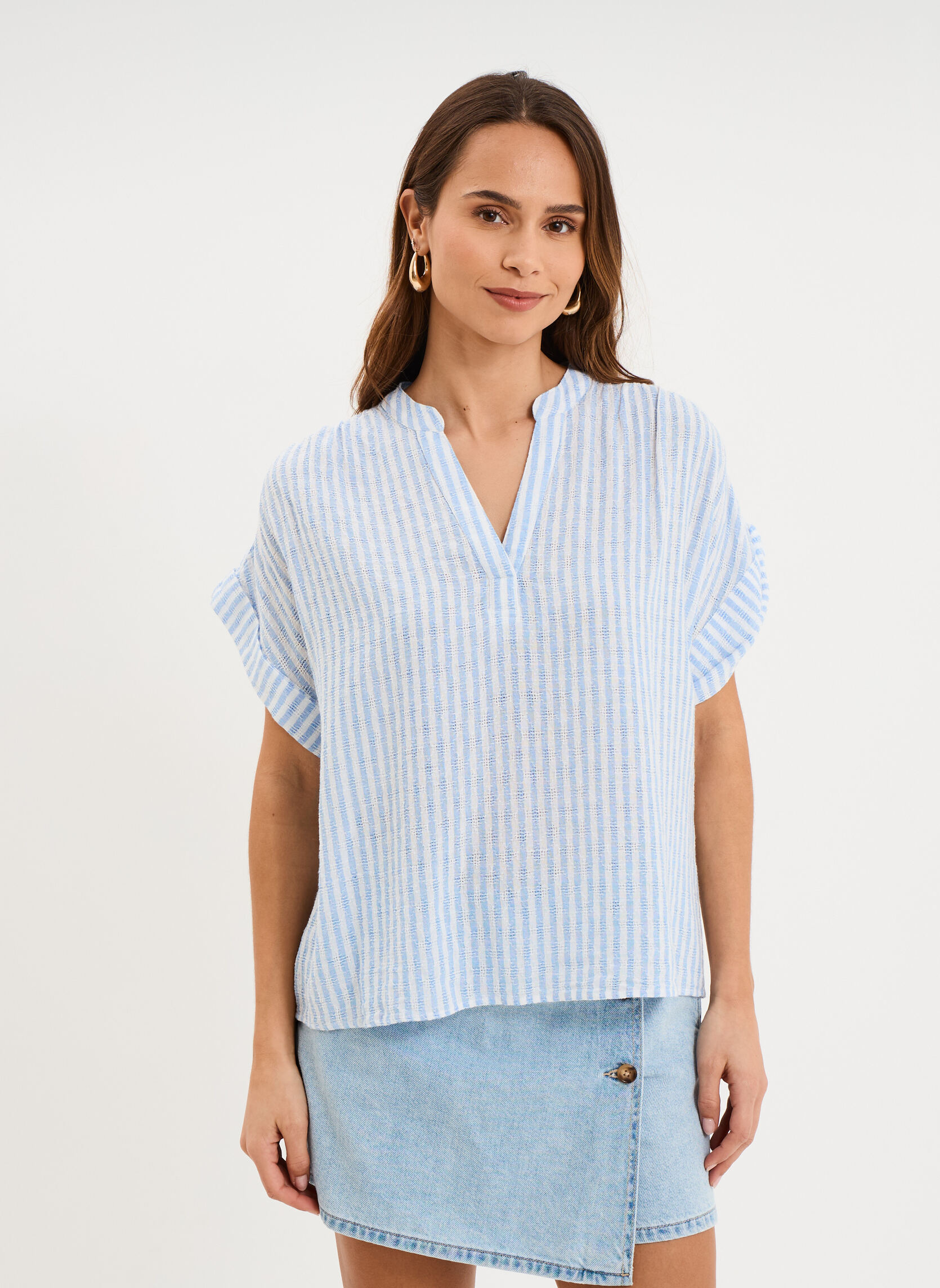 Blouses CRE3_CBICOSTRIPE femme bleu CREEKS Blouses CRE3_CBICOSTRIPE femme bleu Bleu clair
