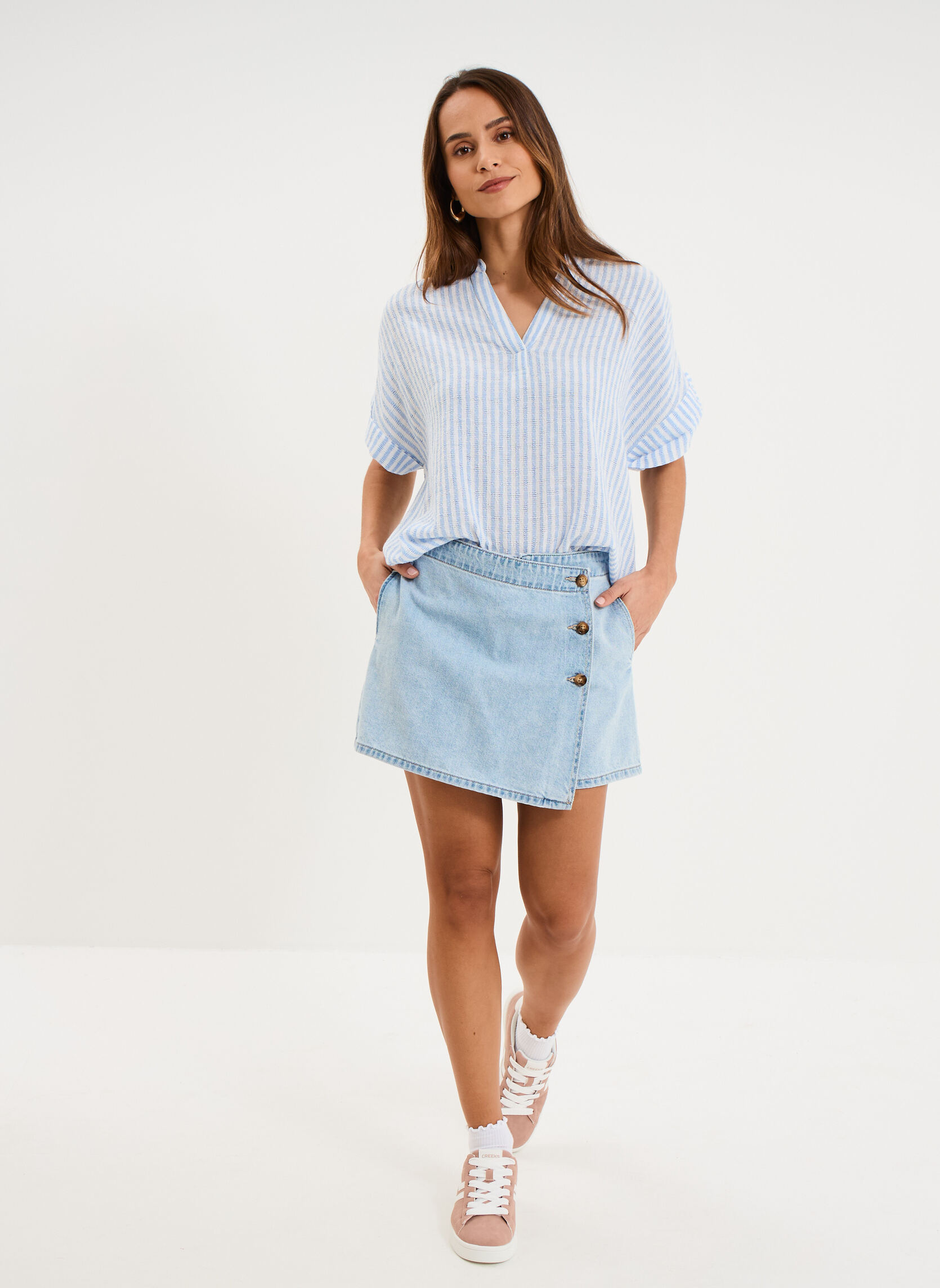 Blouses CRE3_CBICOSTRIPE femme bleu CREEKS Blouses CRE3_CBICOSTRIPE femme bleu Bleu clair