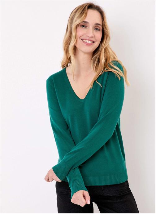 La Fiancée Pulls Pull maille col V HAYA femme vert