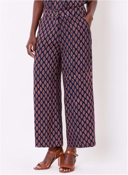 La Fiancée Pantalons droit Pantalon imprimé large fluide 7/8 AMELIA femme bleu