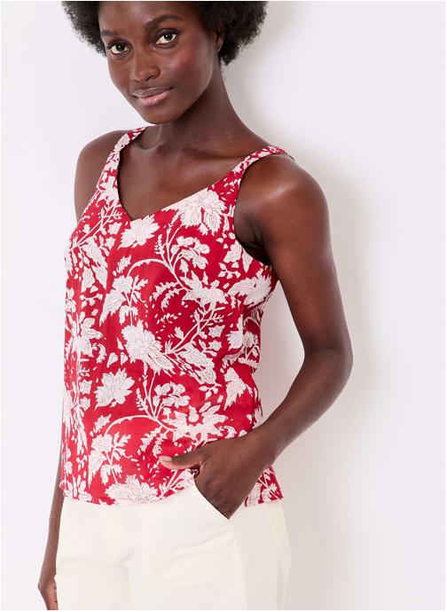 La Fiancée Débardeurs Débardeur imprimé voile de coton bio SIANA femme rouge