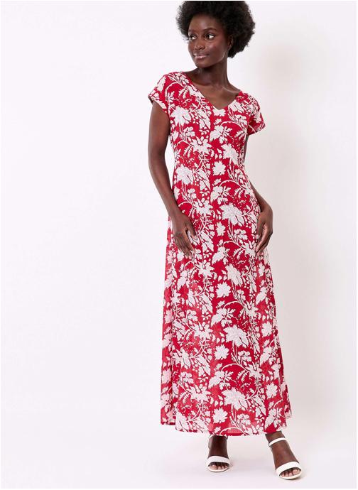 La Fiancée Robes Robe longue imprimée voile de coton bio ALAIANE femme rouge