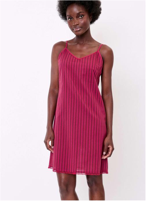 La Fiancée Robes Robe coton bio imprimé fines bretelles IONA femme rouge