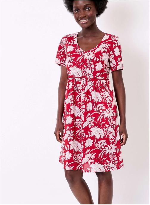 La Fiancée Robes Robe imprimée évasée coton bio doublé SIWAN femme rouge