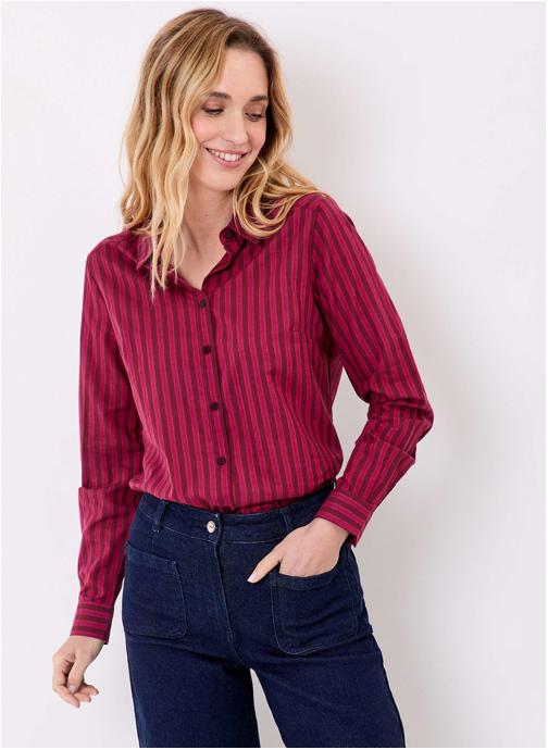 La Fiancée Chemises Chemise rayée droite voile de coton bio FEBINY femme rouge