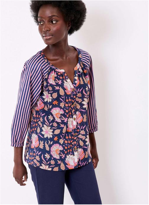 La Fiancée Blouses Blouse imprimée ample voile de coton bio OCCI femme bleu