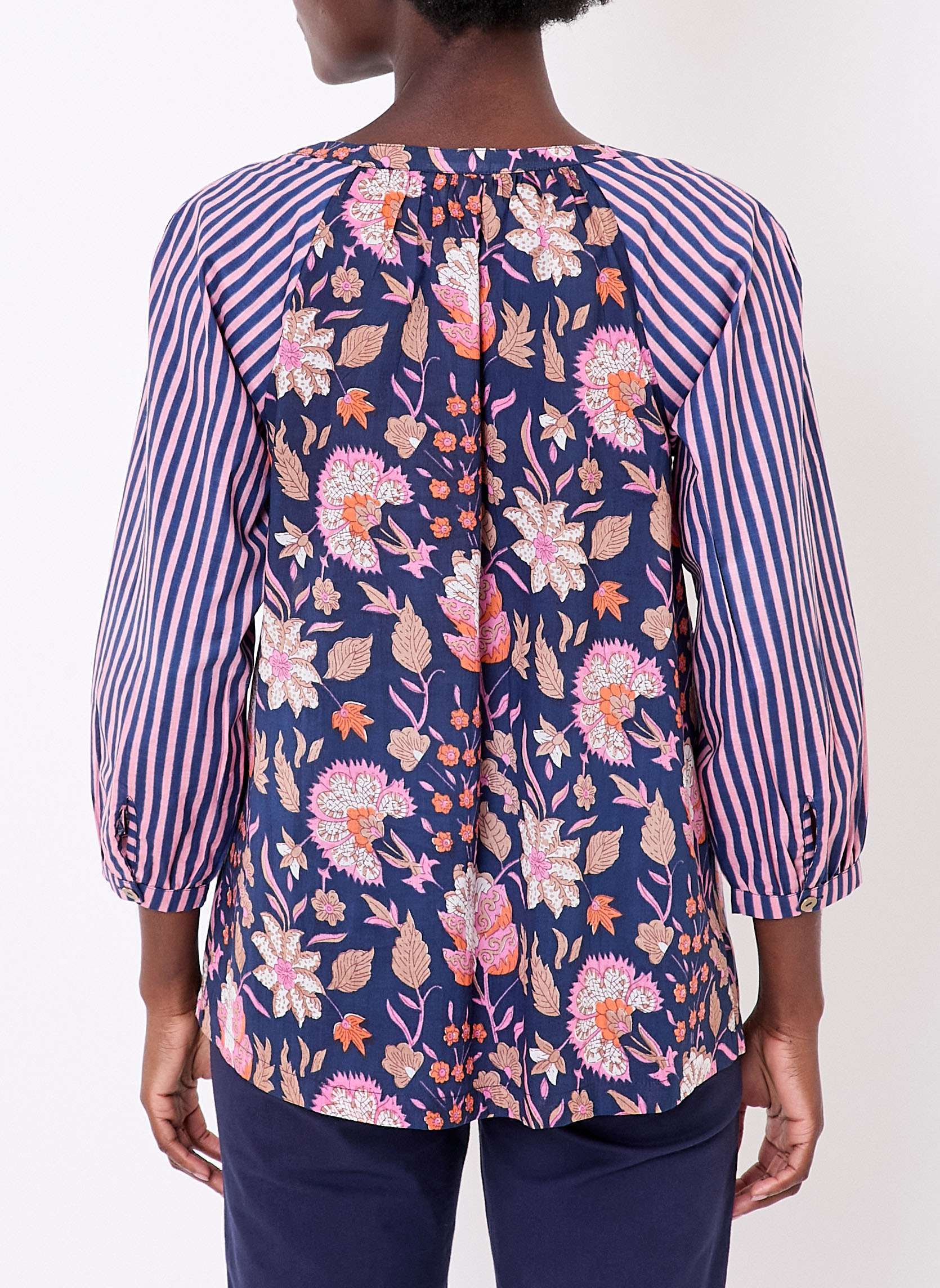 Blouses Blouse imprimée ample voile de coton bio OCCI femme bleu La Fiancée Blouses Blouse imprimée ample voile de coton bio OCCI femme bleu Bleu marine