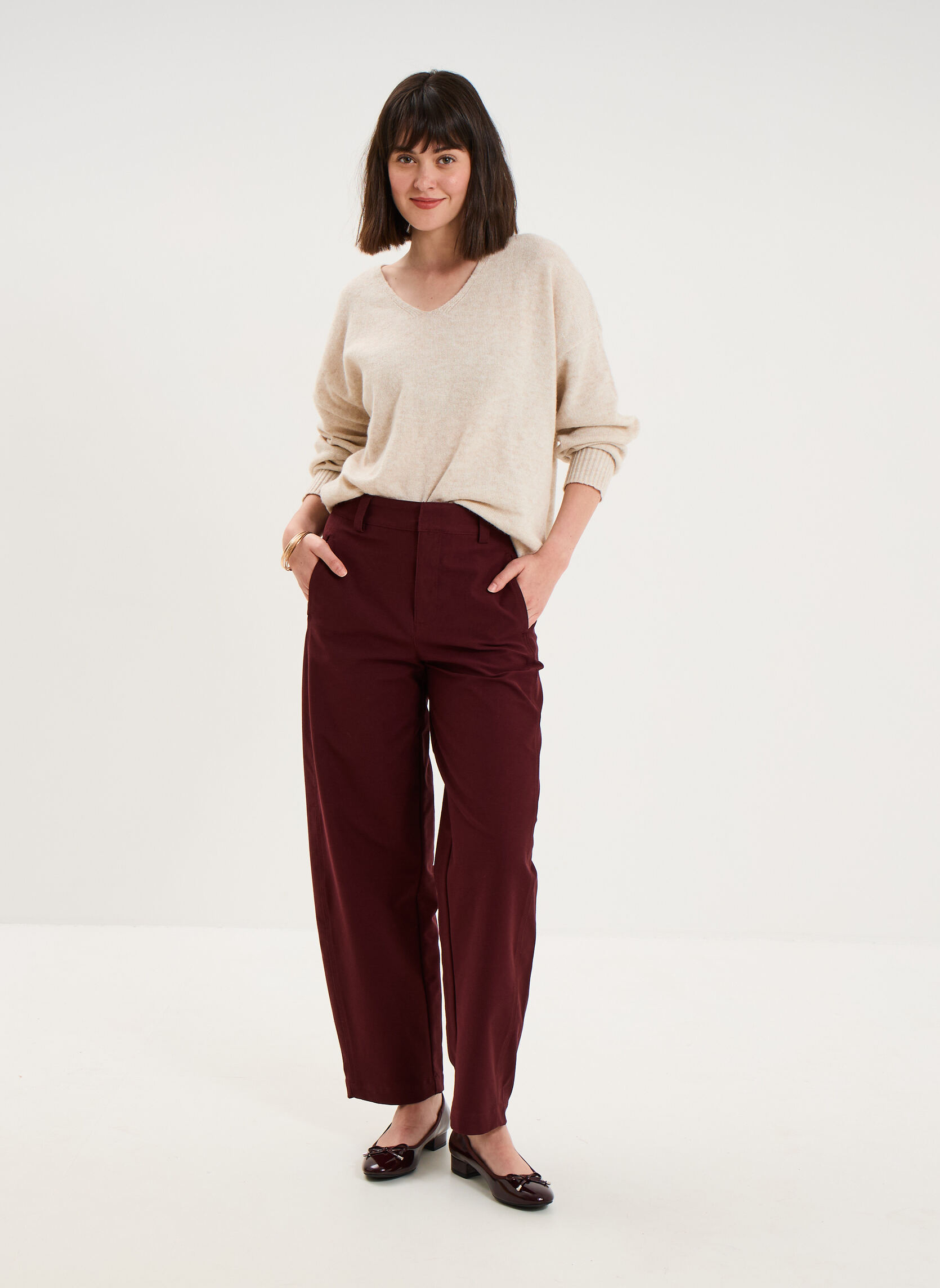 Pantalons droit CRE3_PBARRY femme violet CREEKS Pantalons droit CRE3_PBARRY femme violet Violet foncé
