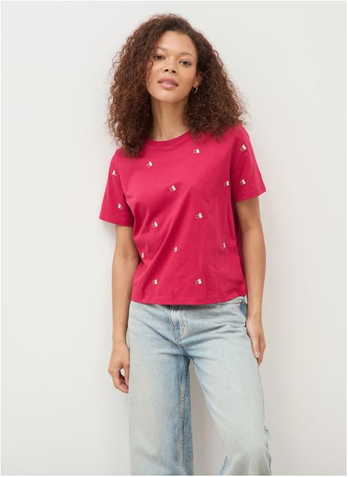 Bonobo Tee-shirts BRODFLOCOUF femme rouge