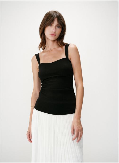 Grace & Mila Tops Top sans manches à fronces col cœur noir Wyan femme noir