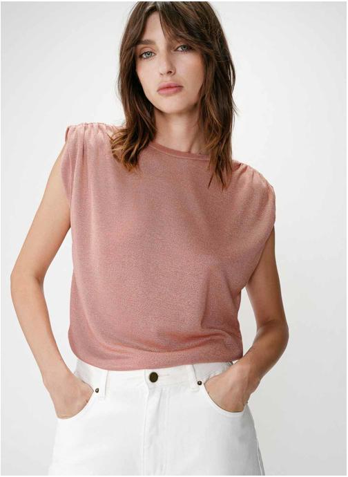 Grace & Mila Tops Top en lurex col rond sans manches rose Winny femme rose