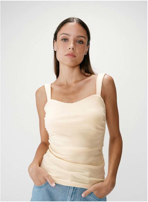 Grace & Mila Tops Top sans manches à fronces col cœur jaune Wyan femme jaune