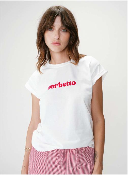 Grace & Mila Tops T-shirt en coton à message brodé fuchsia Wylo femme rose
