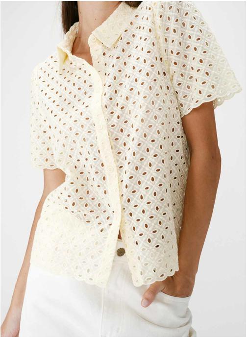 Grace & Mila Tops Chemise en dentelle manches courtes jaune Waverine femme jaune