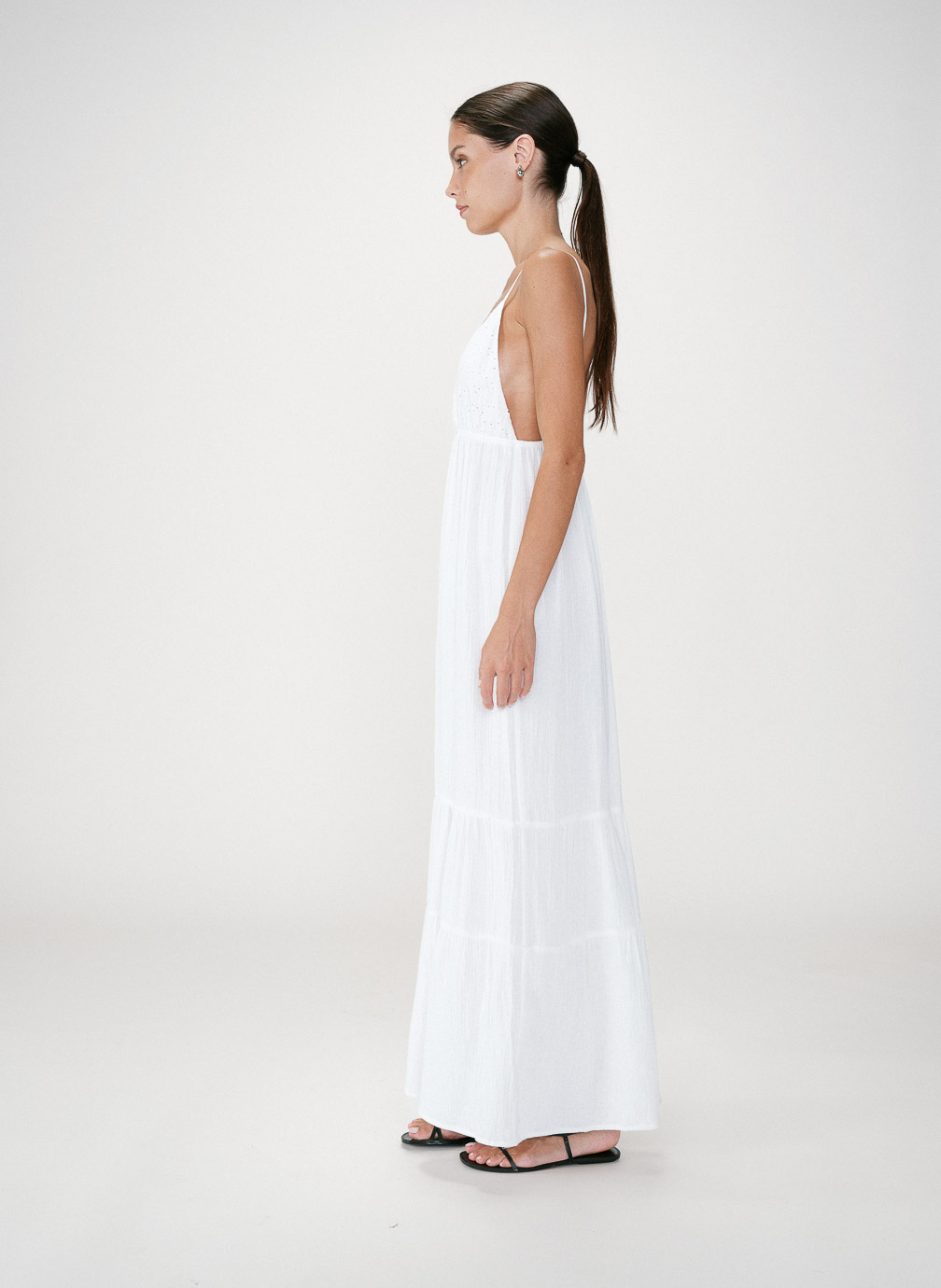 Robes Robe longue fluide en coton col V à bretelles white Wynora femme blanc Grace & Mila Robes Robe longue fluide en coton col V à bretelles white Wynora femme blanc Blanc