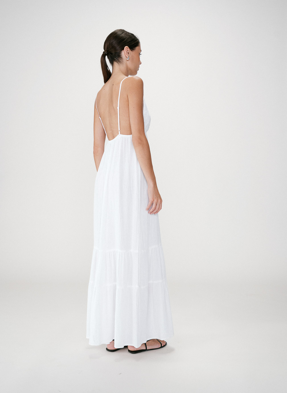 Robes Robe longue fluide en coton col V à bretelles white Wynora femme blanc Grace & Mila Robes Robe longue fluide en coton col V à bretelles white Wynora femme blanc Blanc