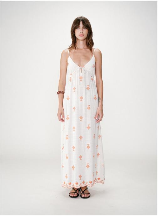 Grace & Mila Robes Robe longue bohème évasée à broderies orange Wilora femme orange
