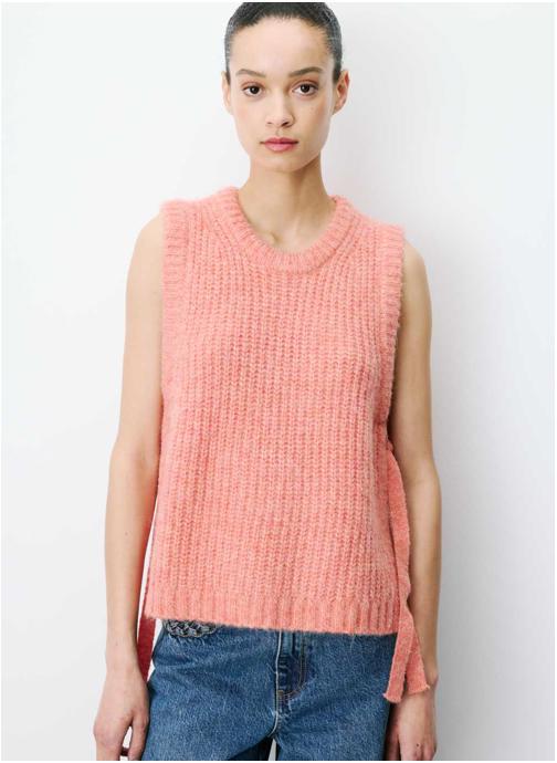 Grace & Mila Tops Pull sans manches en maille à nouer peche Argan femme orange
