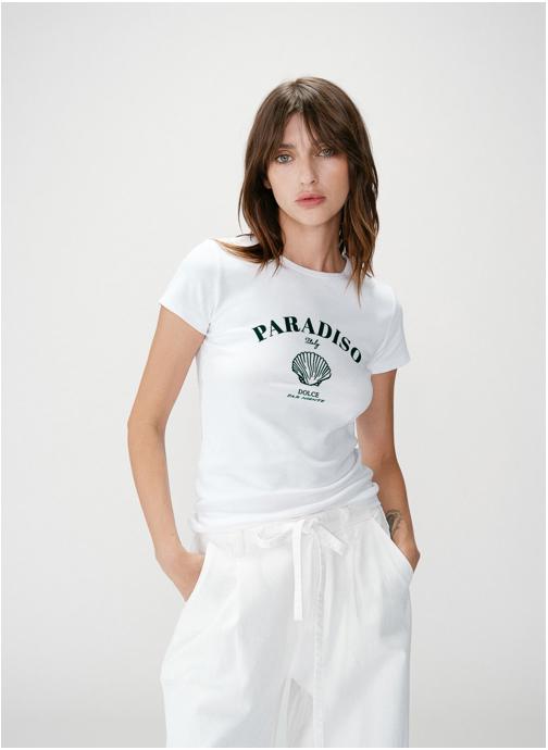 Grace & Mila Tops T-shirt ajusté à message emeraude Wrenley femme vert