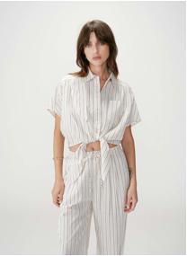 Tops Chemise oversize rayée à nouer sable Wendee femme beige