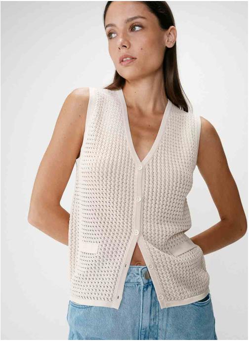 Grace & Mila Tops Cardigan en maille sans manches beige Wayne femme beige